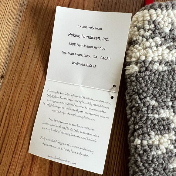 Sally Eckman Roberts Hooked Wool Christmas Stocking 12x20 Snowflake NWT Peking - Picture 4 of 10